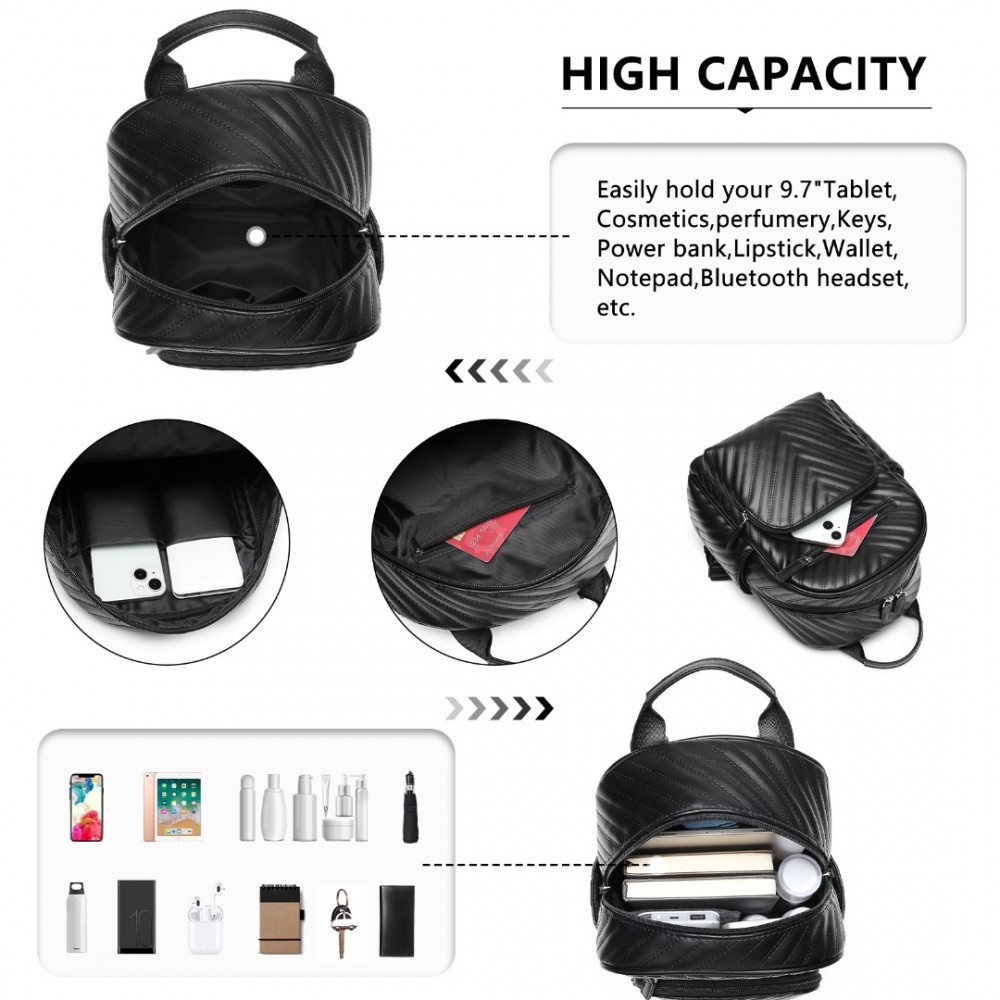 Miss Lulu casual chic dámsky batoh LG2323 - čierny LG2323-BK-(9)-1000x1000